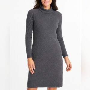 TALBOTS Italian Merino Wool Charcoal Long Sleeve Turtle Neck Dress, Size S